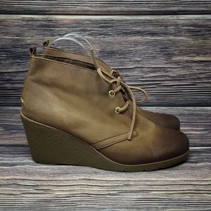Sperry Top Sider Harlow Cognac Brown Leather Wedge